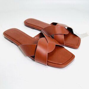 Banana Republic Vegan Leather Braided Sandal Cognac Women’s 8.5